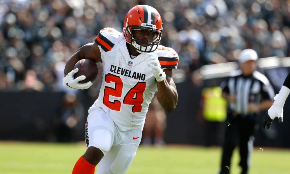 Nick Chubb NFL betting odds trends Raiders vs Browns prediction stream