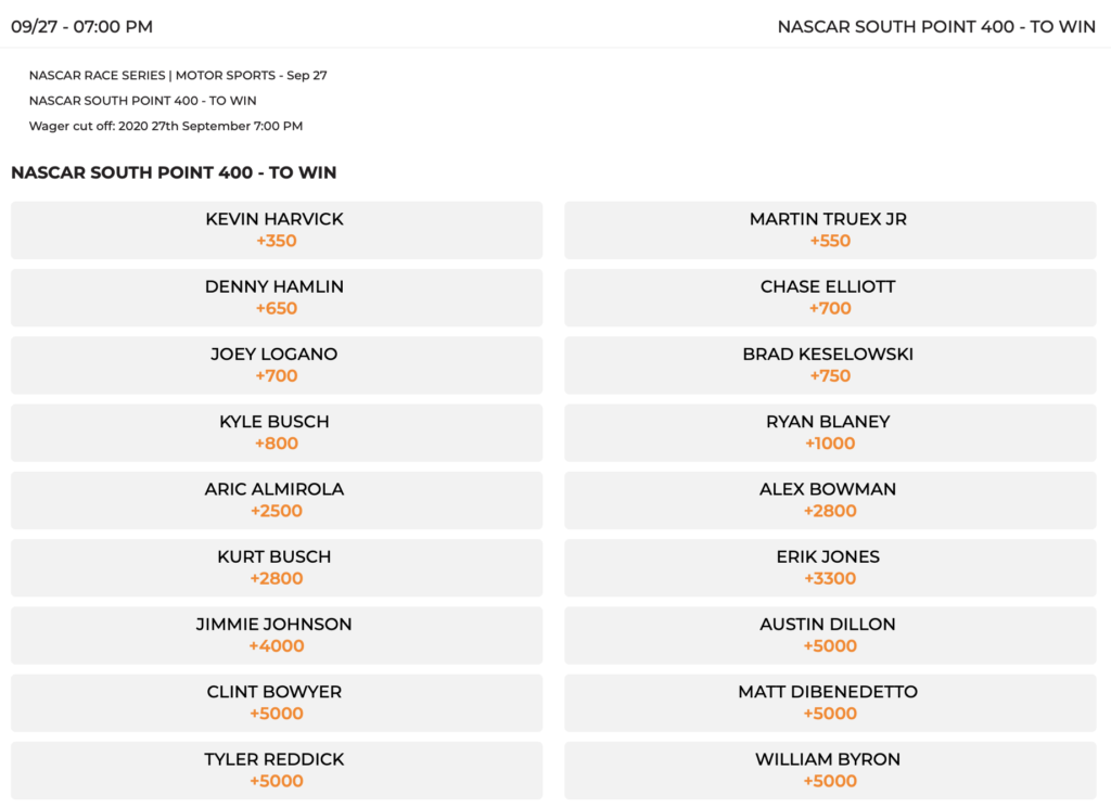 South Point 400 NASCAR odds