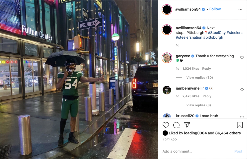 Avery Williamson Instagram post Week 9 NFL Power Rankings