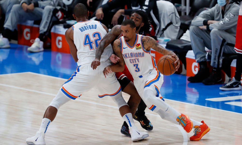 A three-way trade with the Thunder and Knicks sends veteran PG George Hill to the Philadelphia 76ers before the 2021 NBA Trade Deadline.