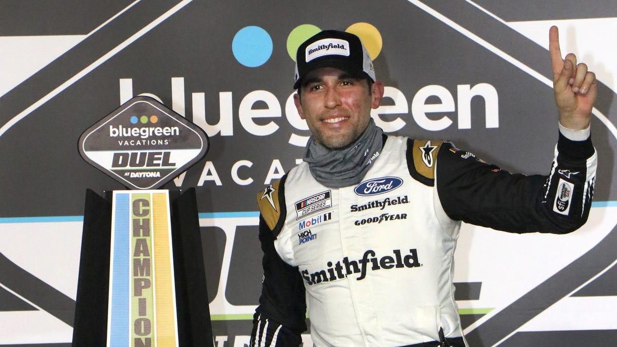 Aric Almirola winner of the first NASCAR Cup Series Bluegreen Vacations Duel will start third in the Daytona 500