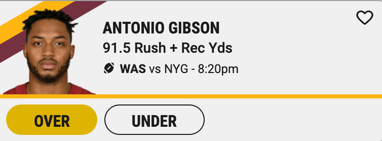 Antonio Gibson Underdog Fantasy Football