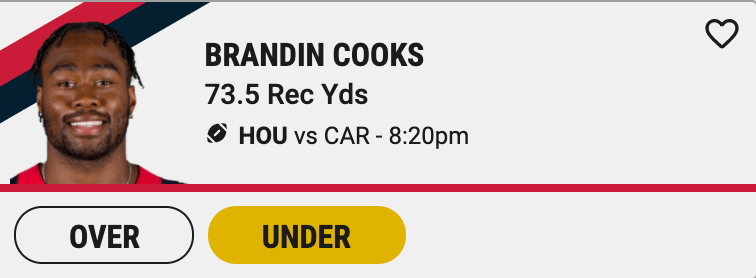 Brandin Cooks NFL DFS Panthers vs Texans