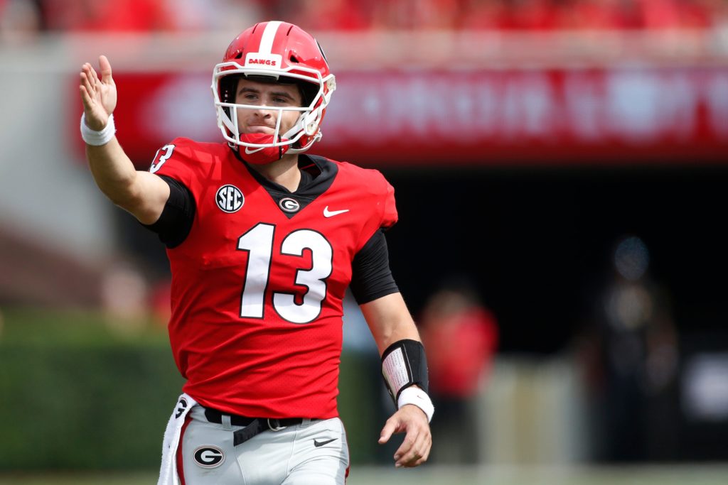 Stetson Bennett Underdog Fantasy Georgia vs Alabama college football DFS picks