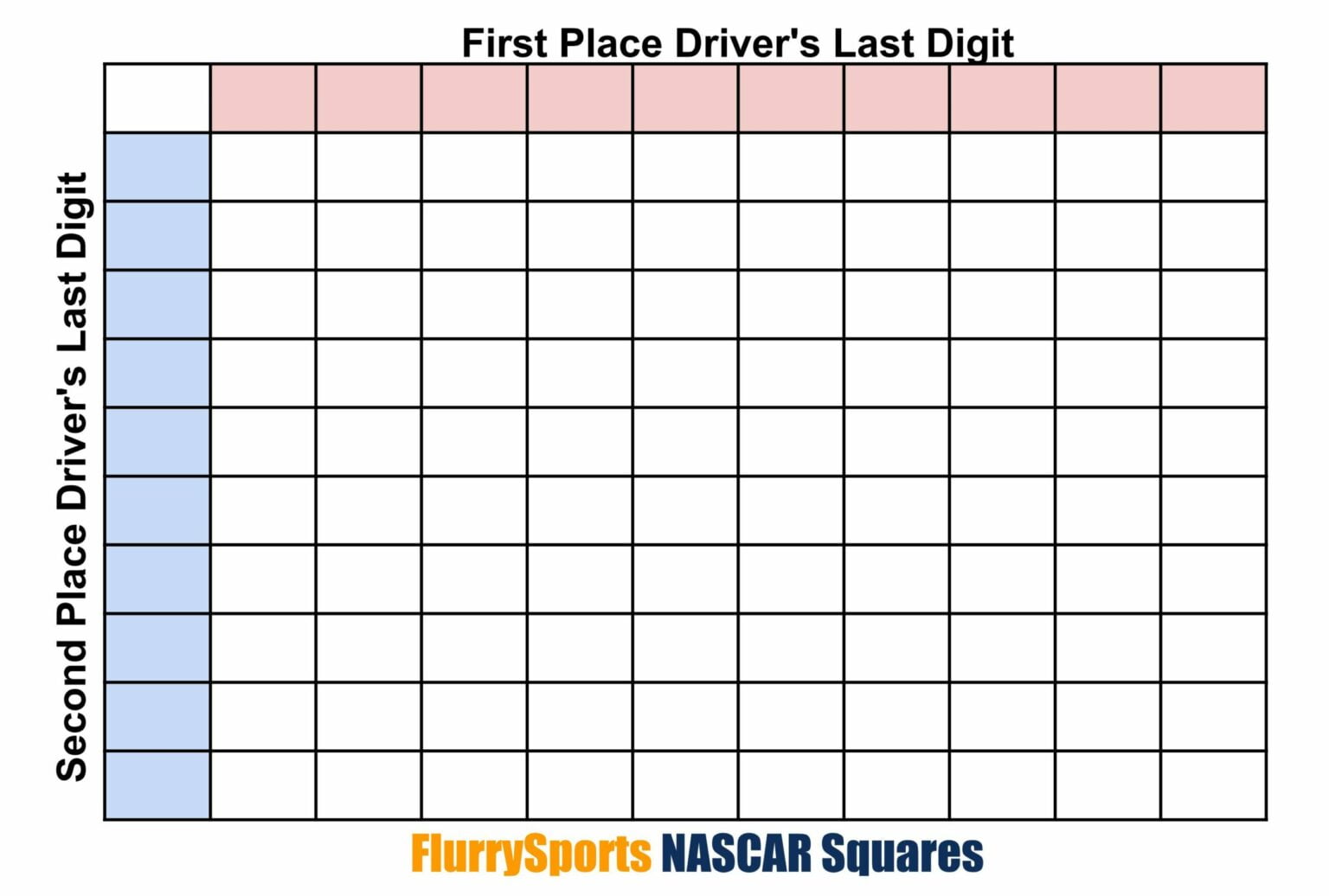Printable NASCAR Daytona 500 Squares Template 2024