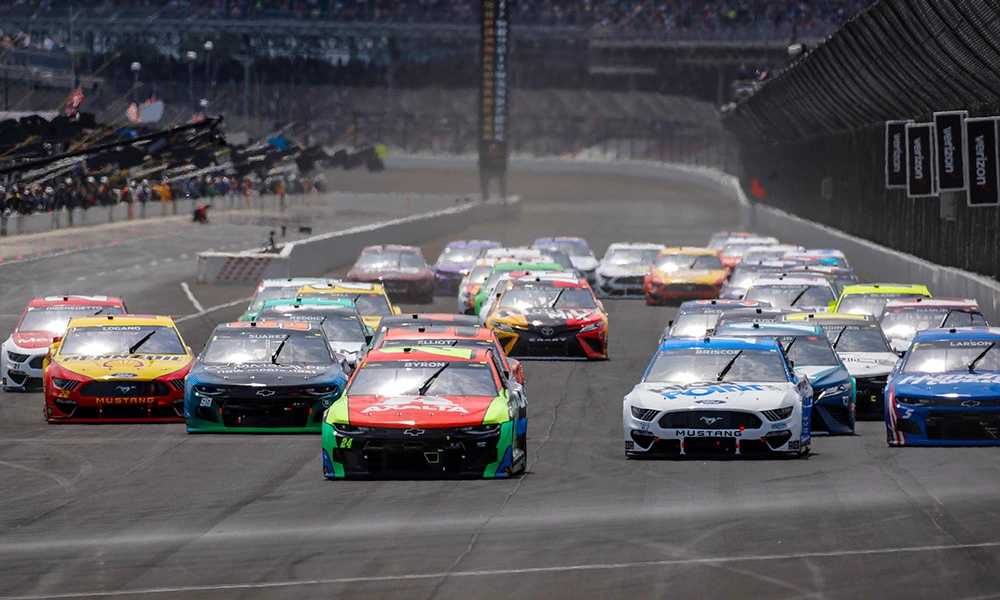 Verizon 200 at The Brickyard racing schedule start time NASCAR Cup Series race today