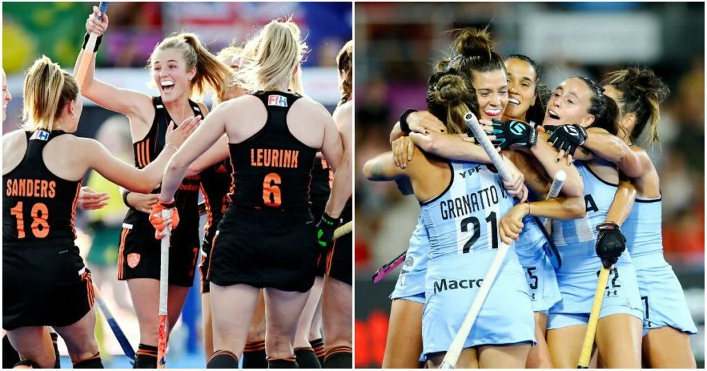 fih women's hockey world cup final Argentina vs netherlands side by side