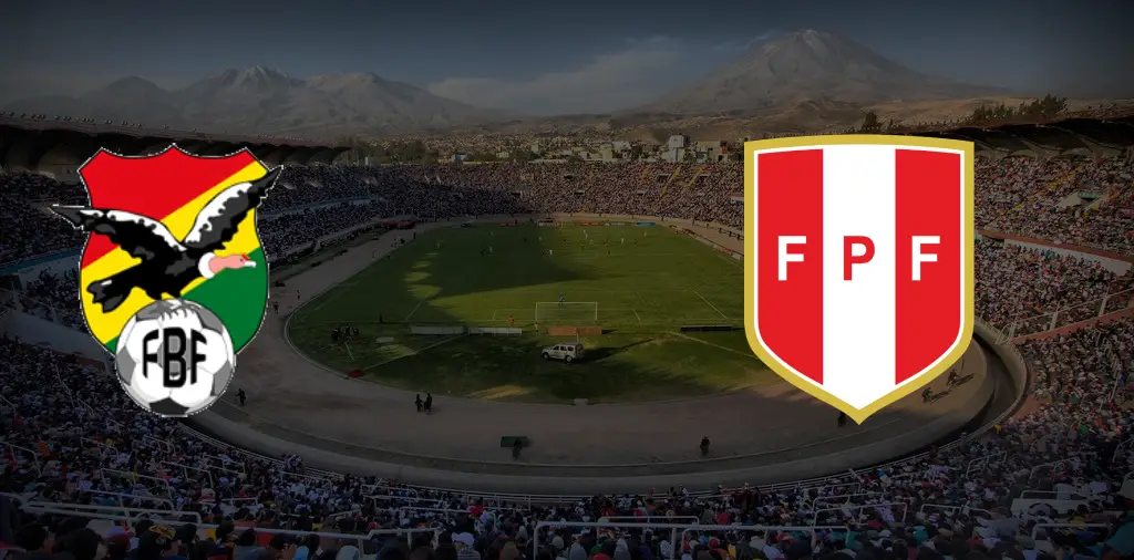 Peru vs Bolivia logo on top of Estadio Monumental Virgen de Chapi stadium