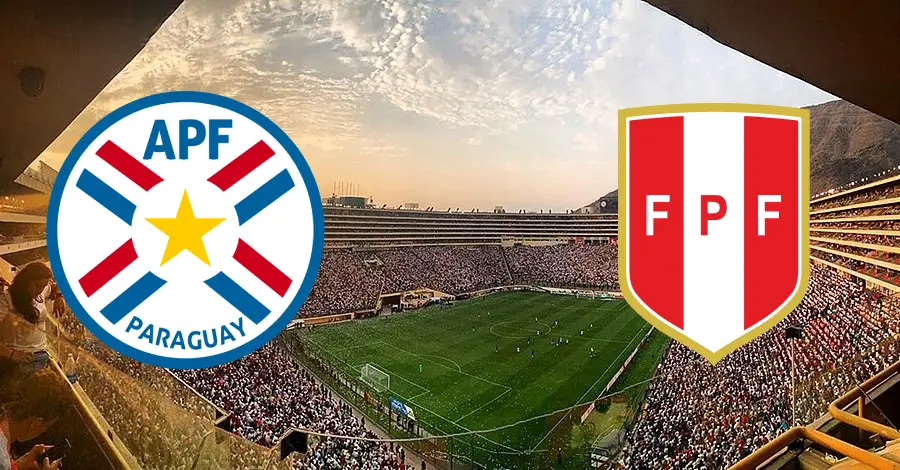 Peru vs Paraguay logo on top of Estadio Monumental studio