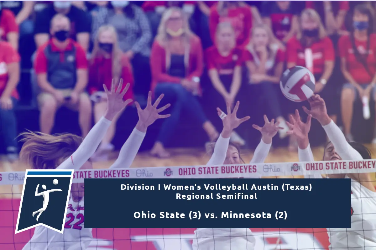 ohio state buckeyes vs minnesota gophers featured banner image containing girls playing volleyball
